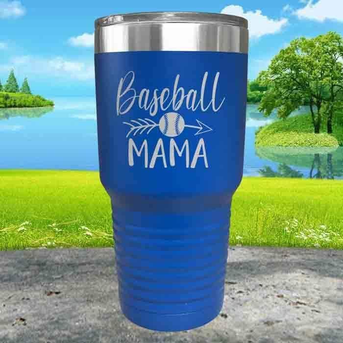 Baseball Mama Engraved Tumbler Tumbler ZLAZER 30oz Tumbler Blue 