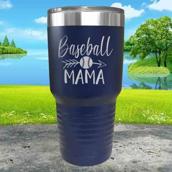 Baseball Mama Engraved Tumbler Tumbler ZLAZER 30oz Tumbler Navy 