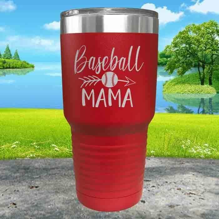 Baseball Mama Engraved Tumbler Tumbler ZLAZER 30oz Tumbler Red 