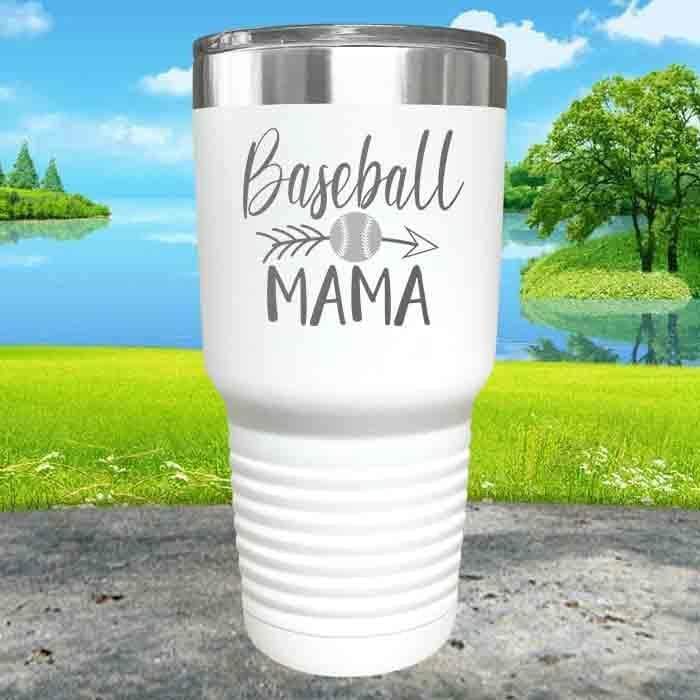 Baseball Mama Engraved Tumbler Tumbler ZLAZER 30oz Tumbler White 