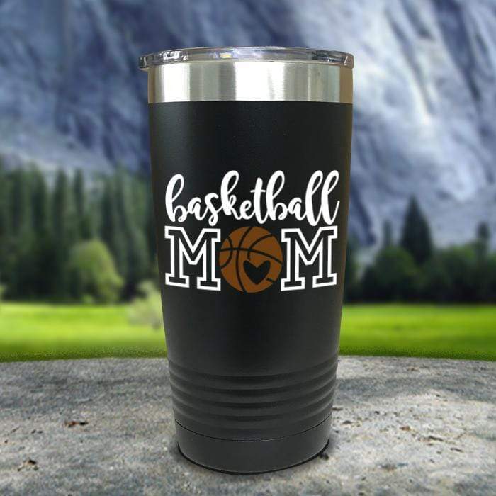 Basketball Mom Color Printed Tumblers Tumbler Nocturnal Coatings 20oz Tumbler Black 