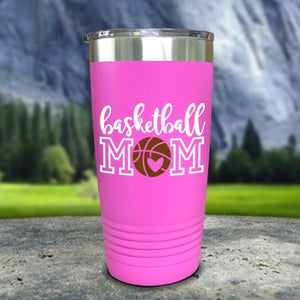 Basketball Mom Color Printed Tumblers Tumbler Nocturnal Coatings 20oz Tumbler Pink 