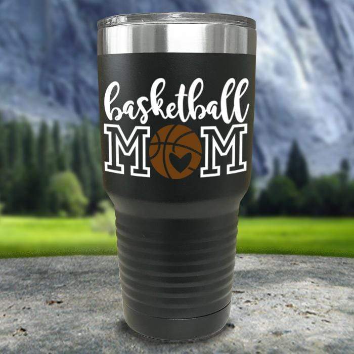 Basketball Mom Color Printed Tumblers Tumbler Nocturnal Coatings 30oz Tumbler Black 