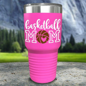 Basketball Mom Color Printed Tumblers Tumbler Nocturnal Coatings 30oz Tumbler Pink 