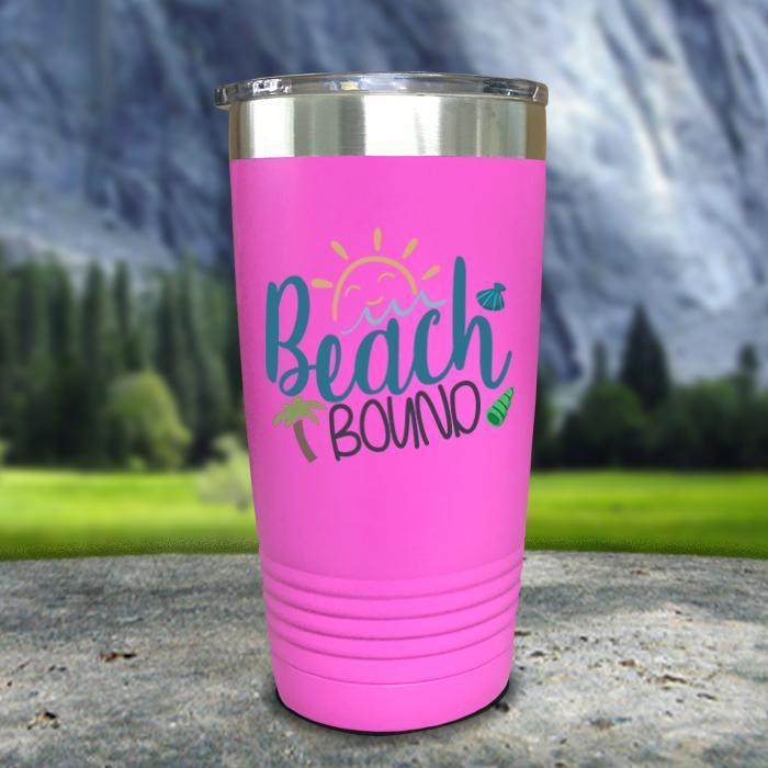 Beach Bound Color Printed Tumblers Tumbler Nocturnal Coatings 20oz Tumbler Pink 