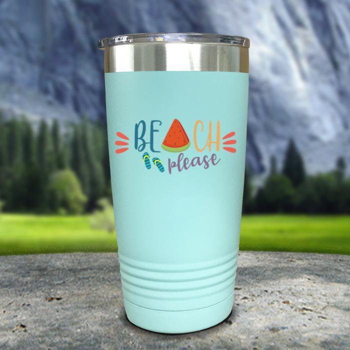 Beach Please Color Printed Tumblers Tumbler Nocturnal Coatings 20oz Tumbler Mint 