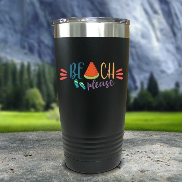 Beach Please Color Printed Tumblers Tumbler Nocturnal Coatings 20oz Tumbler Black 