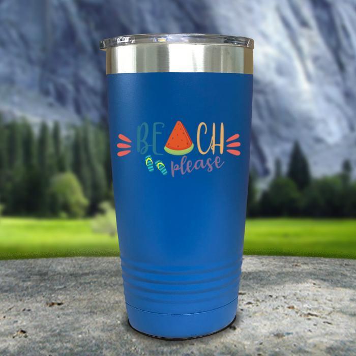 Beach Please Color Printed Tumblers Tumbler Nocturnal Coatings 20oz Tumbler Blue 