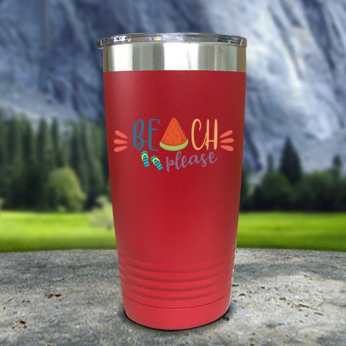 Beach Please Color Printed Tumblers Tumbler Nocturnal Coatings 20oz Tumbler Red 