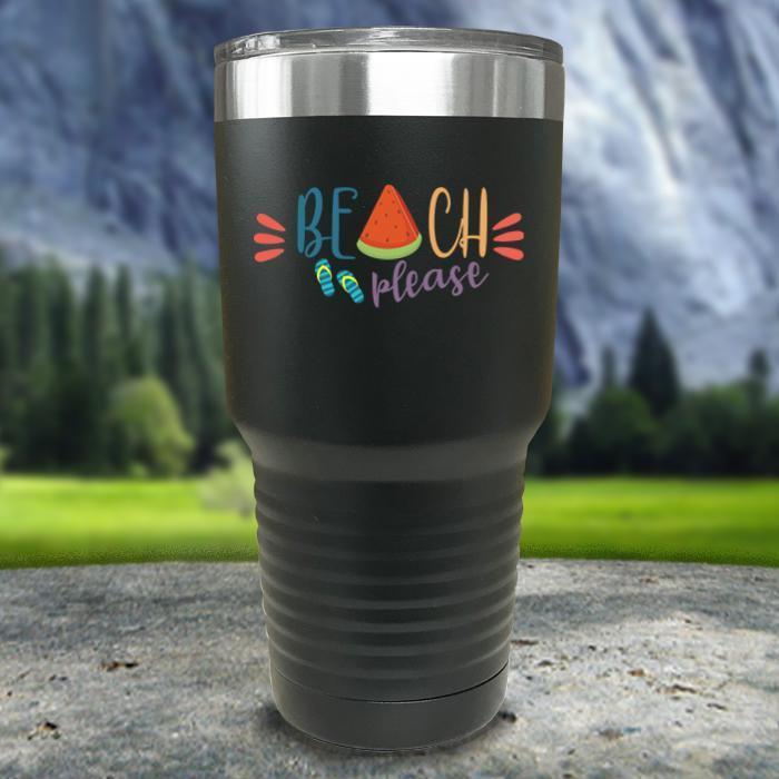 Beach Please Color Printed Tumblers Tumbler Nocturnal Coatings 30oz Tumbler Black 