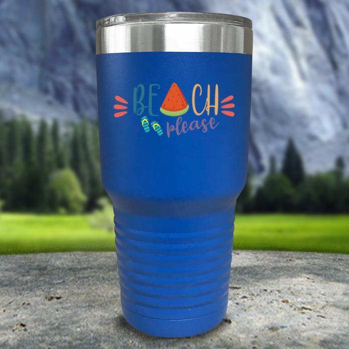 Beach Please Color Printed Tumblers Tumbler Nocturnal Coatings 30oz Tumbler Blue 