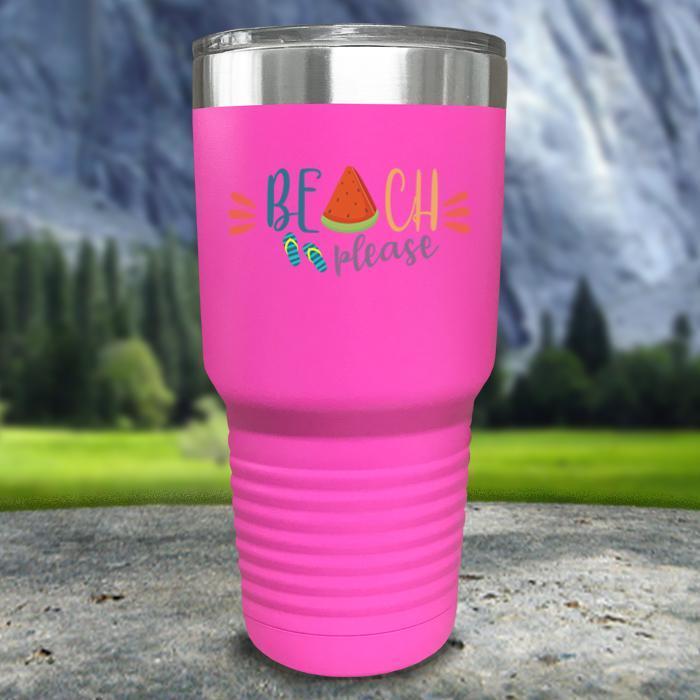 Beach Please Color Printed Tumblers Tumbler Nocturnal Coatings 30oz Tumbler Pink 