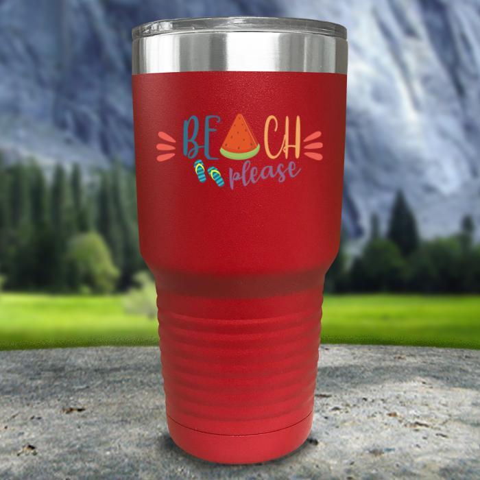 Beach Please Color Printed Tumblers Tumbler Nocturnal Coatings 30oz Tumbler Red 