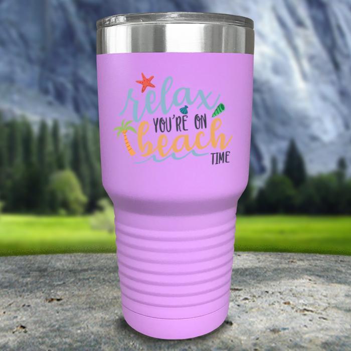 Relax You're On Beach Time Color Printed Tumblers Tumbler ZLAZER 30oz Tumbler Lavender 