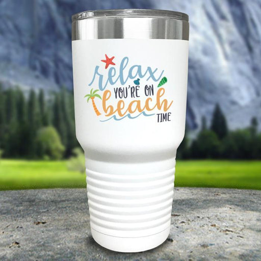 Relax You're On Beach Time Color Printed Tumblers Tumbler ZLAZER 