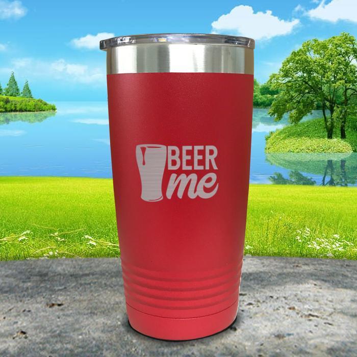 Beer Me Engraved Tumbler Tumbler ZLAZER 20oz Tumbler Red 