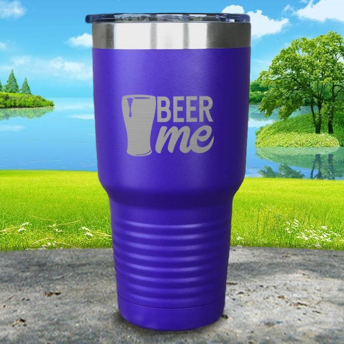 Beer Me Engraved Tumbler Tumbler ZLAZER 30oz Tumbler Royal Purple 