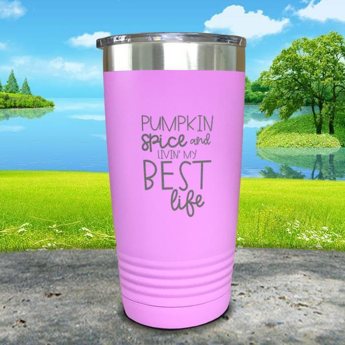 Pumpkin Spice Livin' My Best Life Engraved Tumbler Tumbler ZLAZER 20oz Tumbler Lavender 