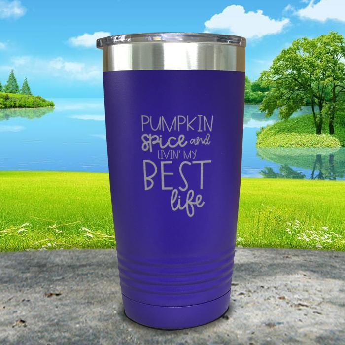 Pumpkin Spice Livin' My Best Life Engraved Tumbler Tumbler ZLAZER 20oz Tumbler Royal Purple 