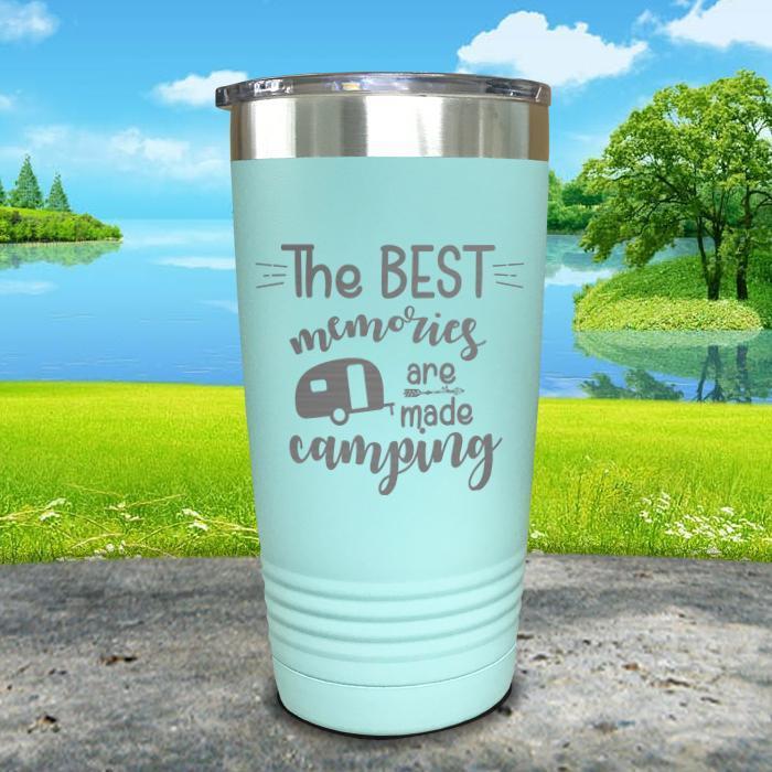 Best Memories Are Made Camping Engraved Tumbler Tumbler ZLAZER 20oz Tumbler Mint 