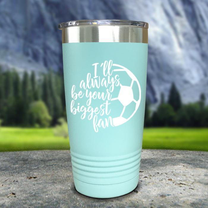 Always her Biggest Fan Soccer Color Printed Tumblers Tumbler Nocturnal Coatings 20oz Tumbler Lavender 