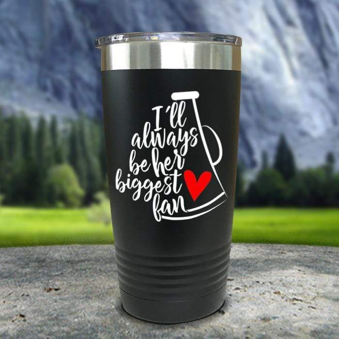 Cheer Always Biggest Fan Color Printed Tumblers Tumbler Nocturnal Coatings 20oz Tumbler Black 