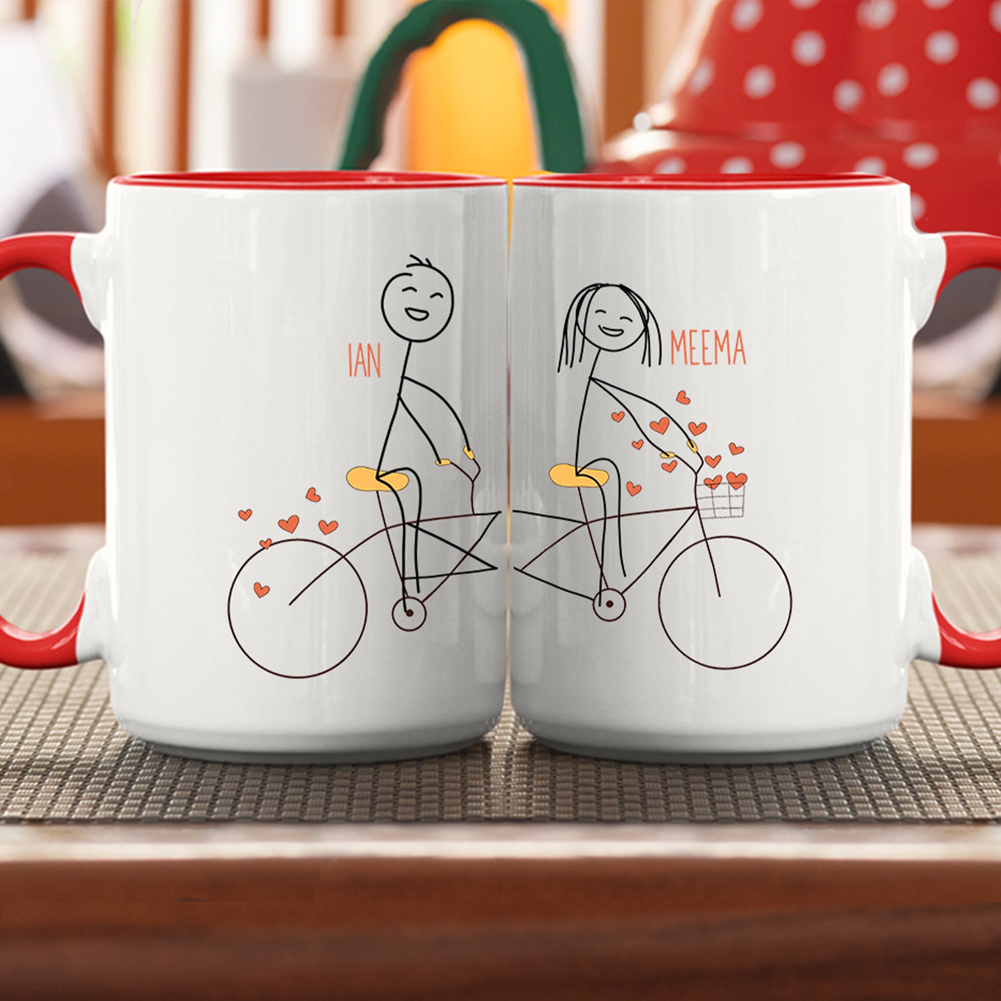 Bike Couple 2 Piece Personalized Accent Mug