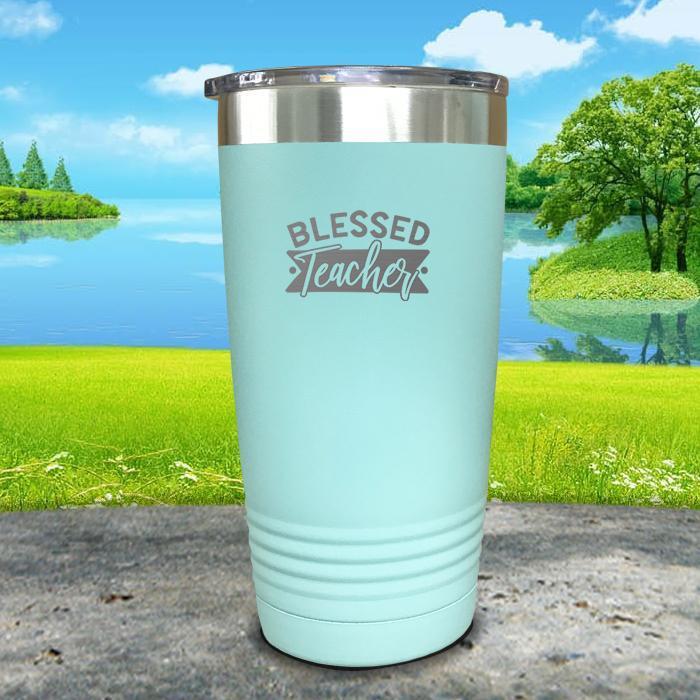 Blessed Teacher Engraved Tumbler Tumbler ZLAZER 20oz Tumbler Mint 