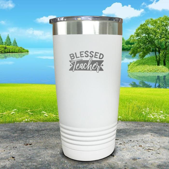 Blessed Teacher Engraved Tumbler Tumbler ZLAZER 20oz Tumbler White 