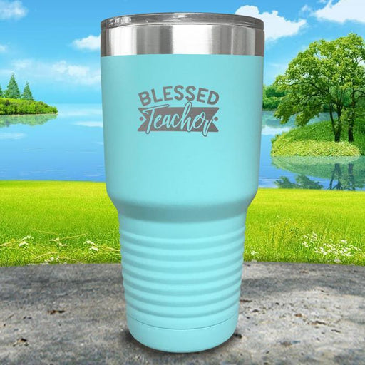 Blessed Teacher Engraved Tumbler Tumbler ZLAZER 30oz Tumbler Mint 