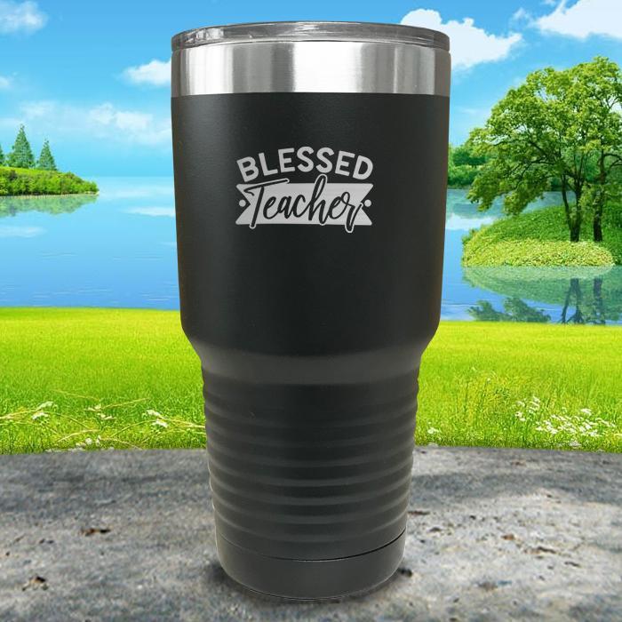 Blessed Teacher Engraved Tumbler Tumbler ZLAZER 30oz Tumbler Black 