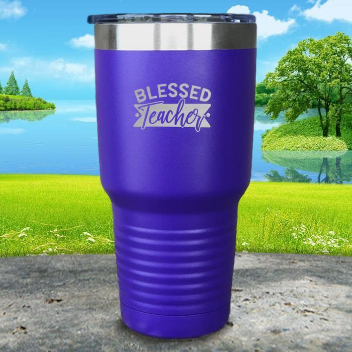 Blessed Teacher Engraved Tumbler Tumbler ZLAZER 30oz Tumbler Royal Purple 