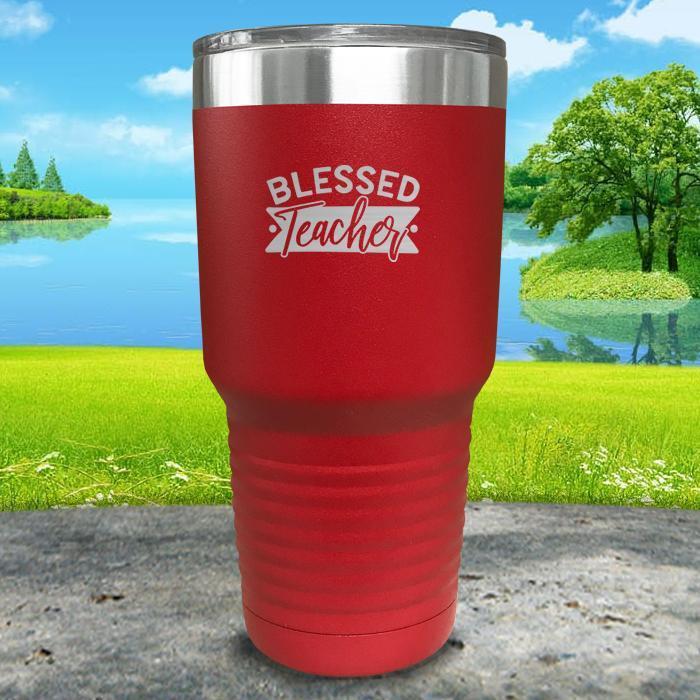 Blessed Teacher Engraved Tumbler Tumbler ZLAZER 30oz Tumbler Red 