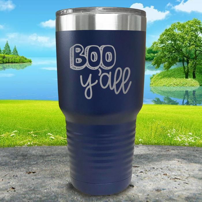 Boo Y'all Engraved Tumbler Tumbler ZLAZER 30oz Tumbler Navy 