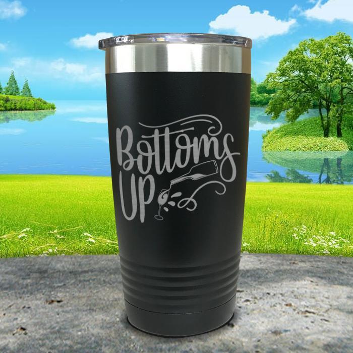 Bottoms Up Engraved Tumbler Tumbler ZLAZER 20oz Tumbler Black 