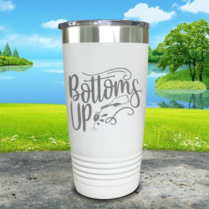 Bottoms Up Engraved Tumbler Tumbler ZLAZER 20oz Tumbler White 