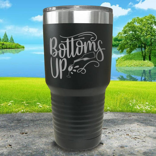 Bottoms Up Engraved Tumbler Tumbler ZLAZER 30oz Tumbler Black 