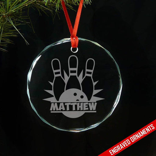 Bowling CUSTOM Engraved Glass Ornament Ornament ZLAZER Circle Ornament 