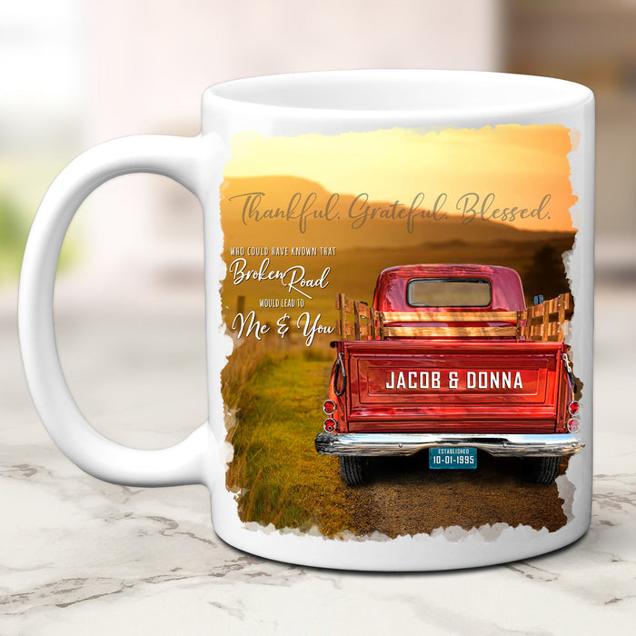 Vintage Truck Broken Road Personalized Double Sided Mug