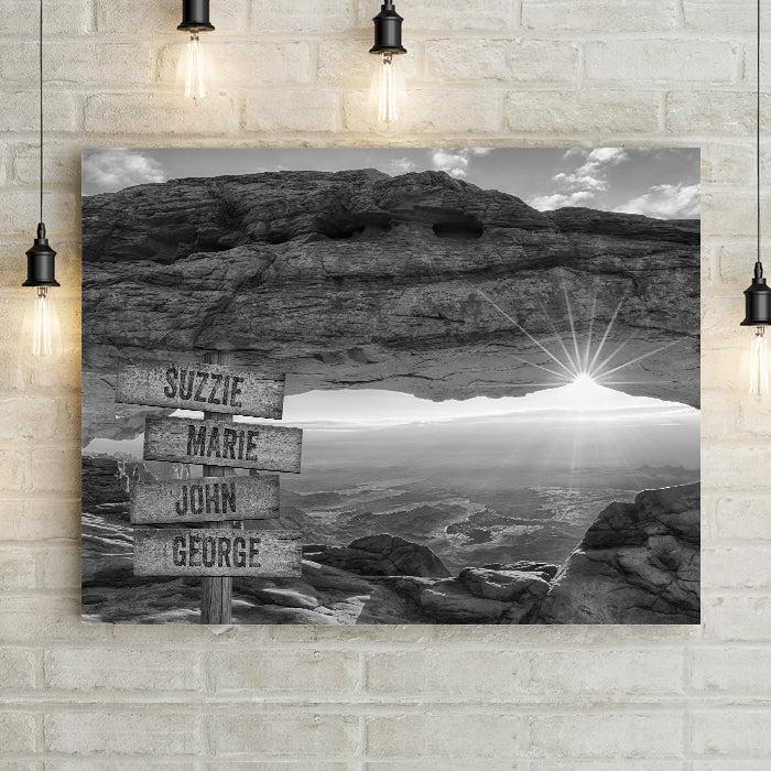Personalized Sunset Ridge Black & White Premium Canvas