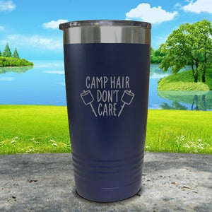 Camp Hair Don't Care Engraved Tumbler Tumbler Nocturnal Coatings 20oz Tumbler Navy 