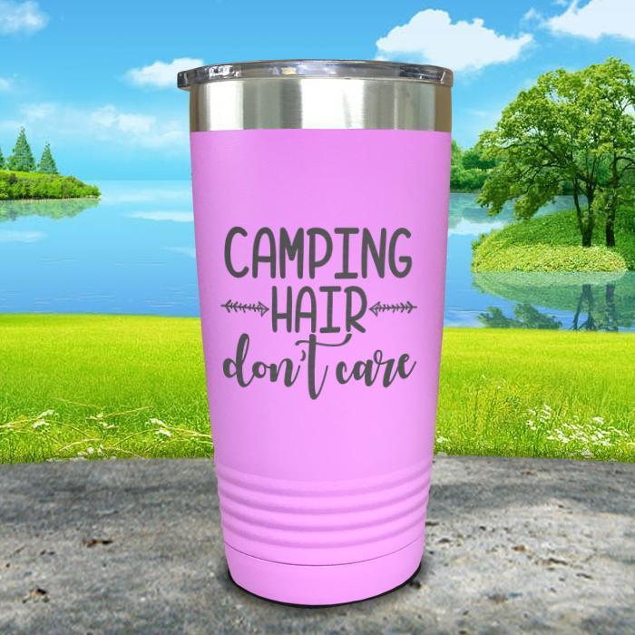 Camping Hair Don't Care Engraved Tumbler Tumbler ZLAZER 20oz Tumbler Lavender 