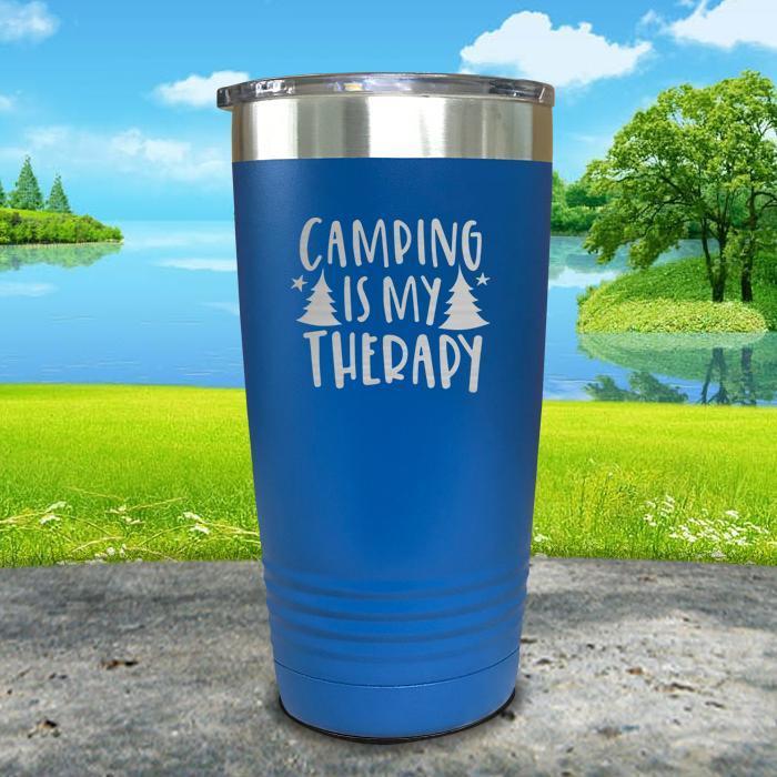 Camping is my therapy Engraved Tumbler Tumbler ZLAZER 20oz Tumbler Blue 