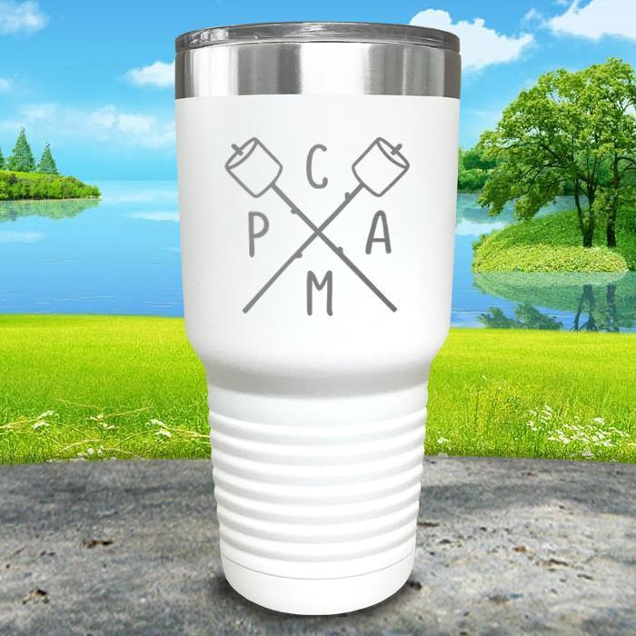 Camp Engraved Tumbler Tumbler Nocturnal Coatings 30oz Tumbler White 