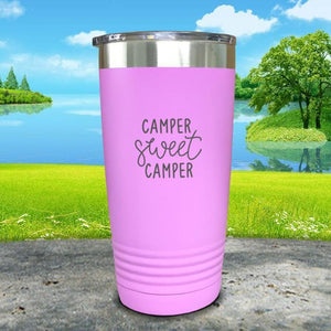 Camper Sweet Camper Engraved Tumbler Tumbler Nocturnal Coatings 20oz Tumbler Lavender 