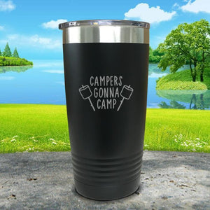 Campers Gonna Camp Engraved Tumbler Tumbler Nocturnal Coatings 20oz Tumbler Black 
