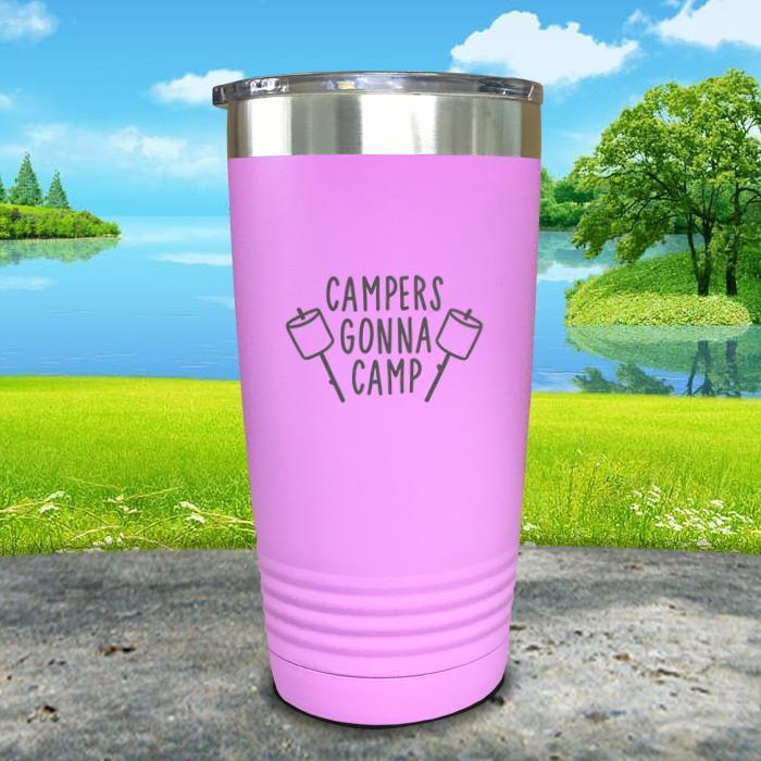 Campers Gonna Camp Engraved Tumbler Tumbler Nocturnal Coatings 20oz Tumbler Lavender 