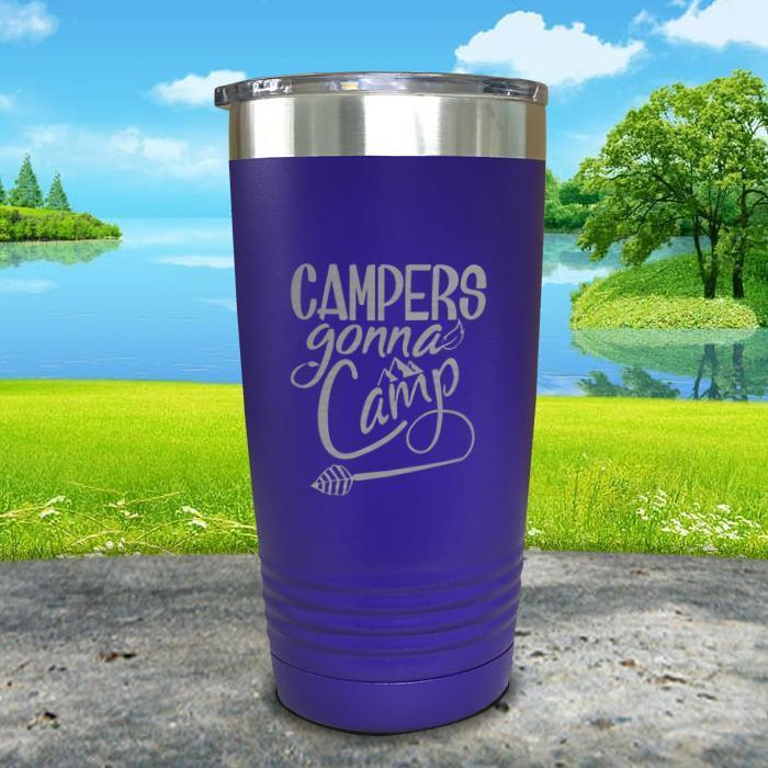 Campers Gonna Camp Engraved Tumbler Tumbler ZLAZER 20oz Tumbler Royal Purple 