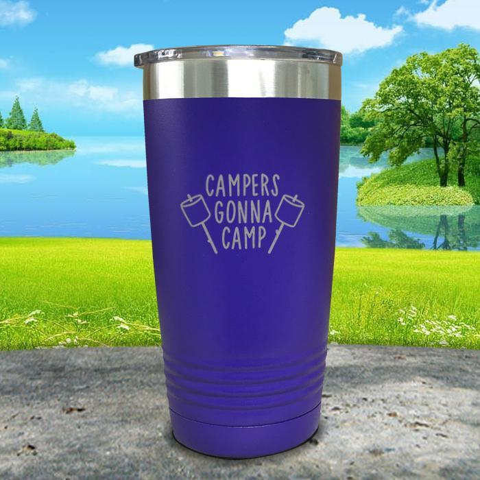 Campers Gonna Camp Engraved Tumbler Tumbler Nocturnal Coatings 20oz Tumbler Royal Purple 