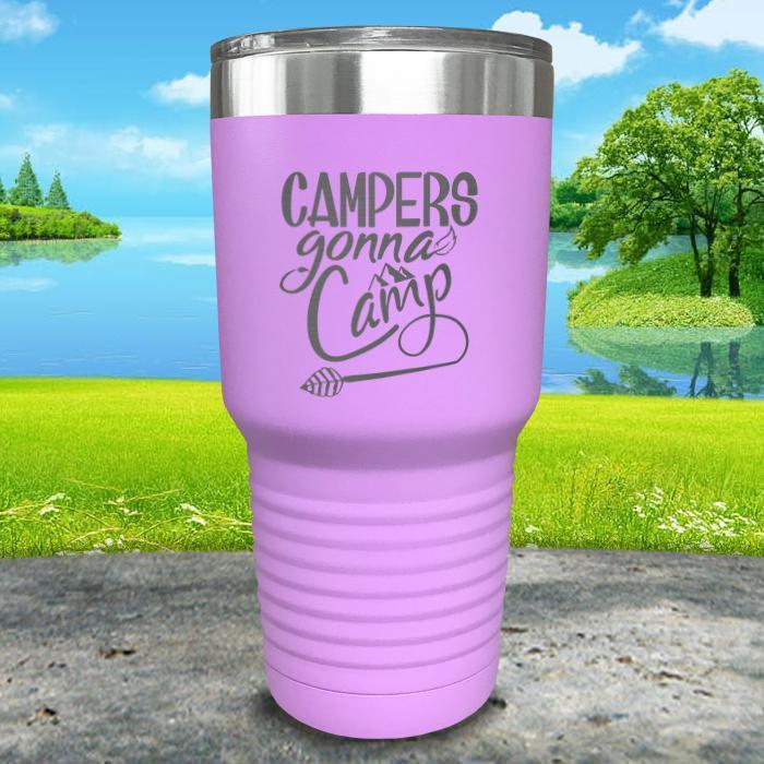 Campers Gonna Camp Engraved Tumbler Tumbler ZLAZER 30oz Tumbler Lavender 